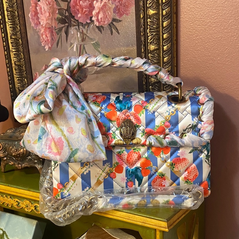 RESERVED Kurt Geiger NWT The Kensington Strawberry Floral Striped Shoulder